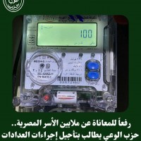 رفعاً للمعاناة عن ملايين الأسر المصرية.. حزب الوعي يطالب بتأجيل إجراءات العدادات الكودية والعودة إلى نظام الشرائح