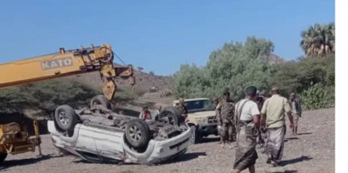 مسؤول أمني بارز يتعرض لحادث مروري بمحافظة لحج