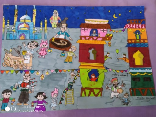 طالبة إعدادية تُجسد الطقوس الرمضانية في لوحة فنية تعكس التراث المصري