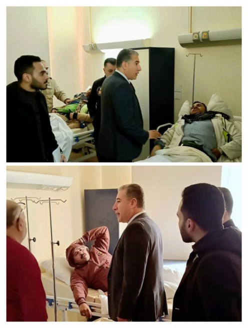 وكيل وزارة الصحة بمطروح يتابع ميدانيا مصابى حادث تصادم اتوبيسين بمستشفى الضبعة المركزى 