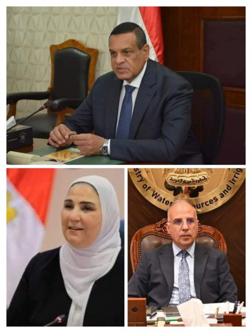 وزراء التنمية المحلية والري  والتضامن  يتابعون اوضاع المناطق التي تعرضت للسيول بمطروح